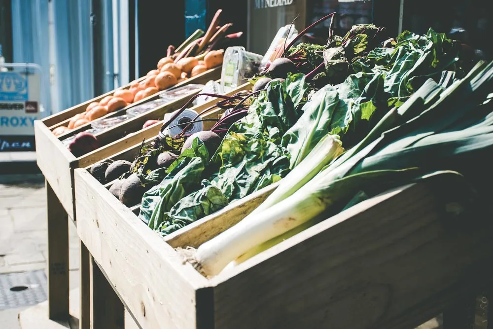 Market stall vegetables